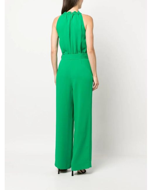 P.A.R.O.S.H. Green Belted Halterneck Jumpsuit