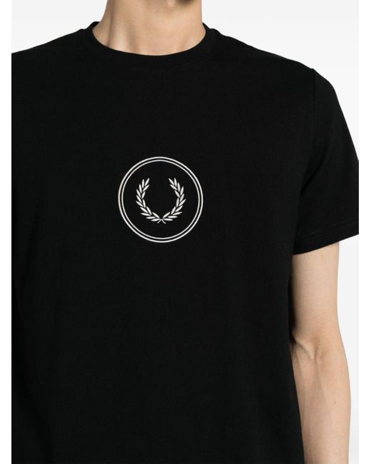 T-shirt Laurel Wreath en coton à motif brodé Fred Perry pour homme en coloris Black