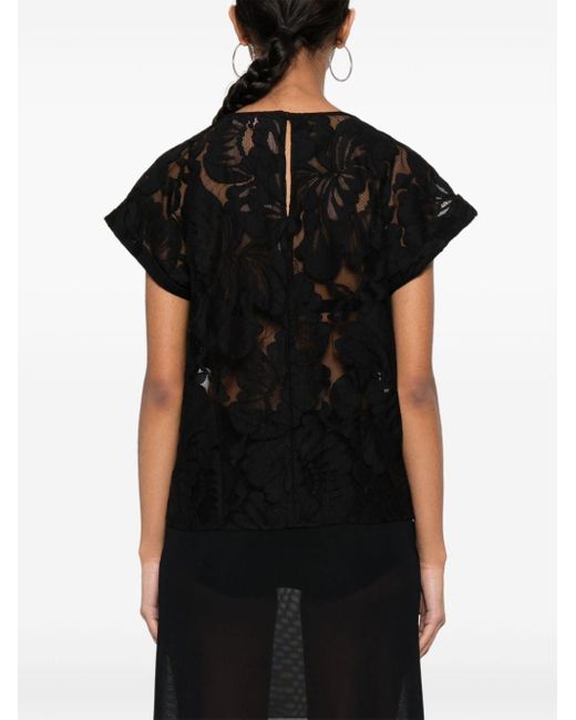 N°21 Black Corded-lace T-shirt
