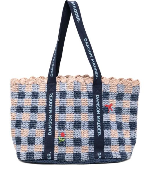 Damson Madder Blue Raffia Tote Bag