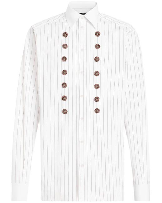 Dolce & Gabbana White Crystal-Embellished Shirt for men