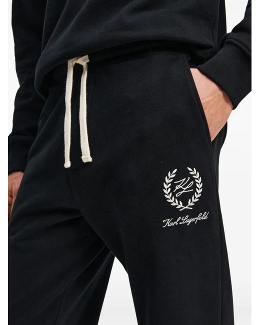 Karl Lagerfeld Black Elasticated-Cuff Track Pants for men