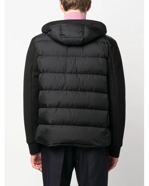 Herno Black Hooded Hybrid Down-Padded Jacket for men