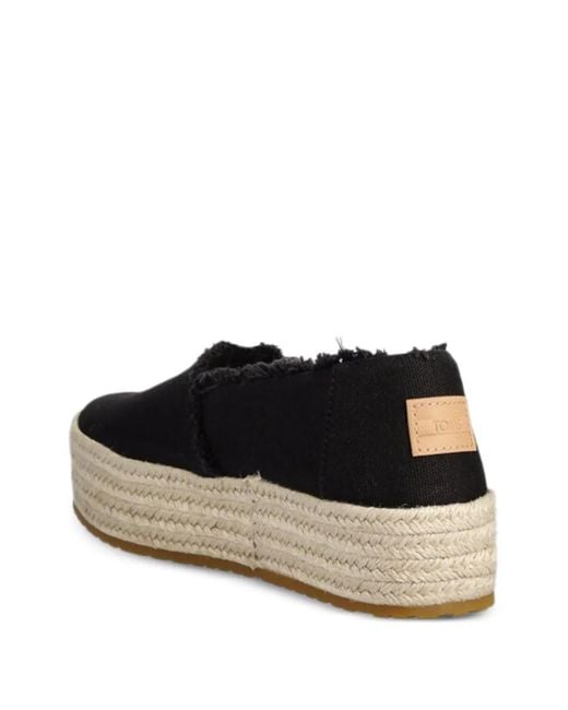 TOMS White Frayed Platform Espadrilles