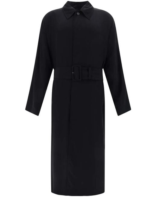 Gabardina larga con cinturón Balenciaga de hombre de color Black