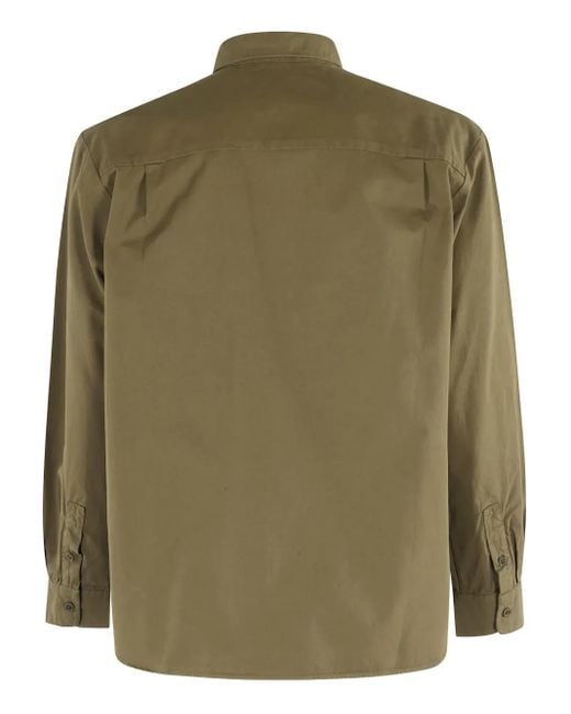 A.P.C. Green Embroidered-Logo Button-Down Shirt for men