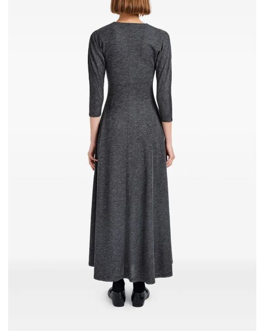 Proenza Schouler Black Livia V-Neck Flared Midi Dress