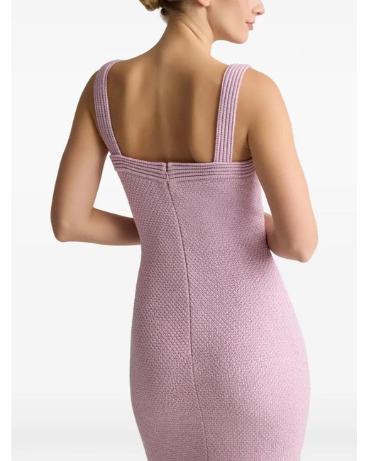 St. John Purple Juliette Metallic-Mouliné-Knit Dress