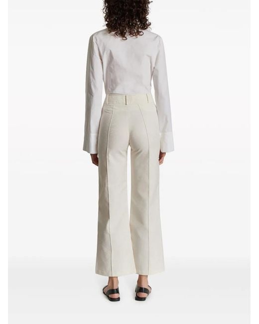 D'Estree White Yoshi Jacquard Trousers
