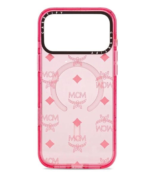 MCM Pink X Casetify Monogram-Pattern Iphone 17 Pro Case
