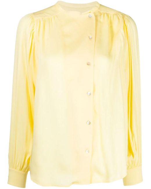 Yves Salomon Yellow Gathered-Detail Off-Centre Blouse