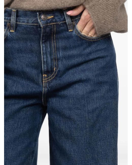 FRAME Blue Cuffed Five-Pocket Jeans