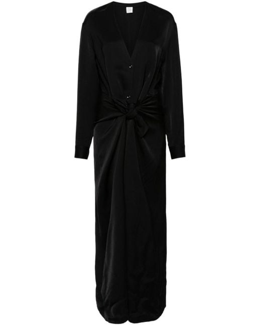 Totême  Black Knot-detail satin dress