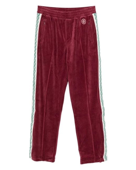 Drole de Monsieur Red Velour Track Pants for men