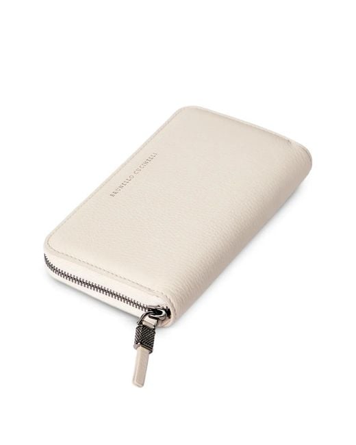 Brunello Cucinelli Natural Grained Zip Wallet