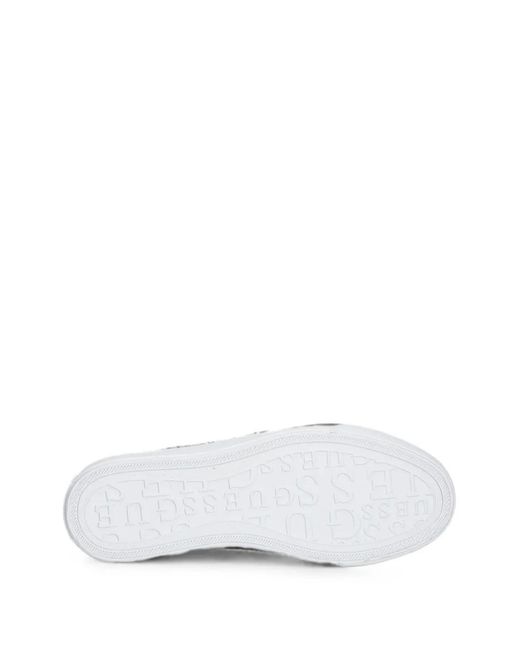 Guess White Monogram-Print Low-Top Sneakers