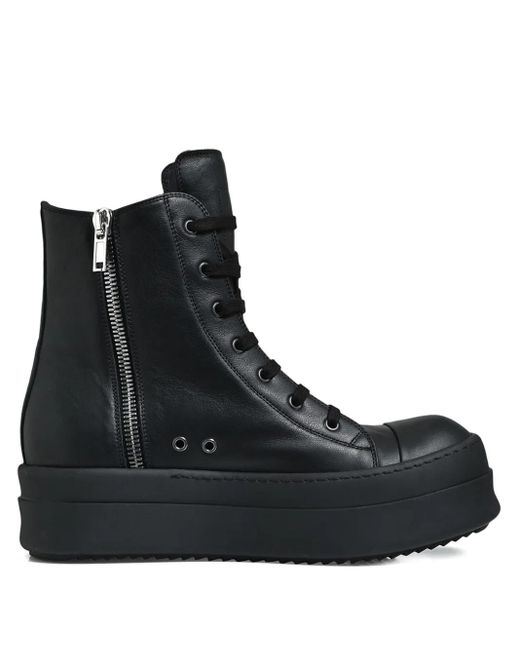 Rick Owens Black Zip-Fastening High-Top Sneakers for men