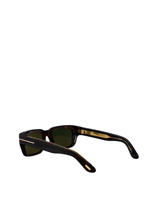 Tom Ford Black Tortoiseshell-Effect Rectangle-Frame Sunglasses for men