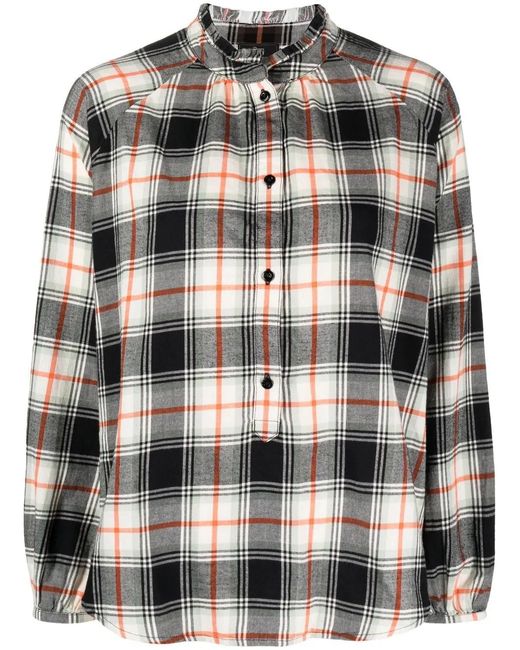 Woolrich Black Check-Print Ruffle Shirt