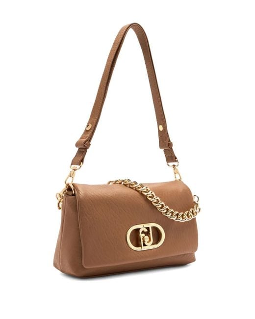 Liu Jo Brown Medium Lapuffy Logo-Plaque Chain-Strap Shoulder Bag
