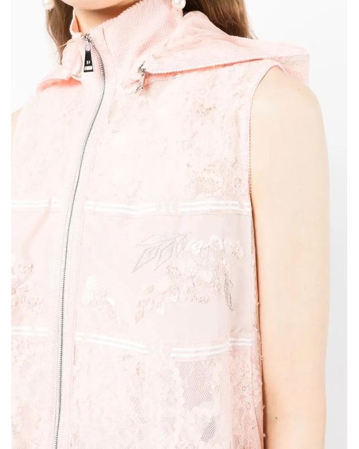 Shiatzy Chen Pink Sleeveless Sequin-Embroidered Lace Jacket