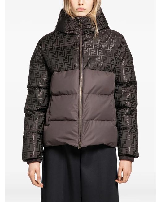 Fendi Gray Ff Down Jacket