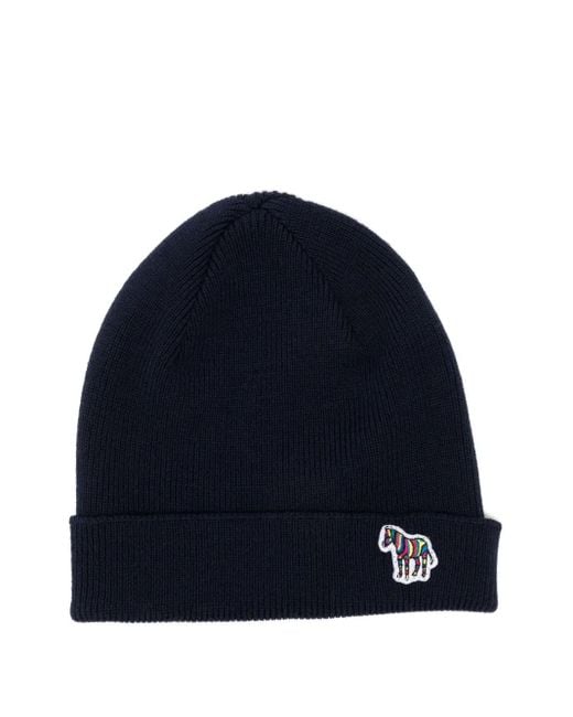 Paul Smith Beanie Mit Zebra-Applikation in Blue für Herren