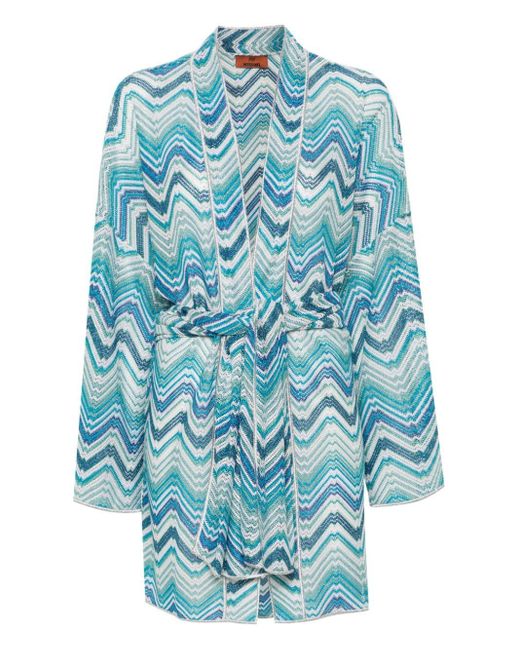 Missoni Blue Belted Open-knit Beach Cover-up