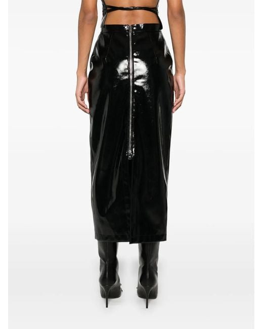 Falda Midi Con Dobladillo Recto MSGM de color Black