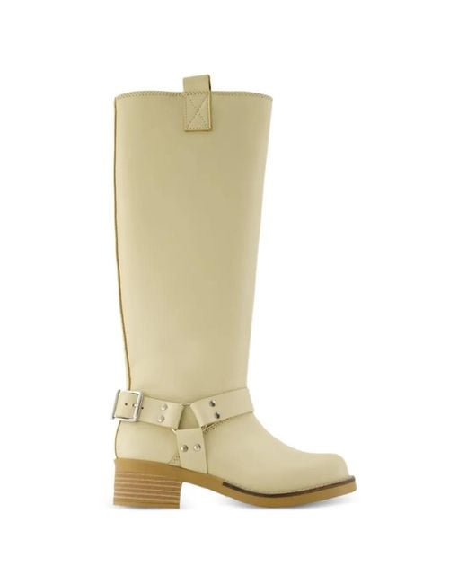 Samsøe & Samsøe White Sabrenta Buckle-Strap Boots