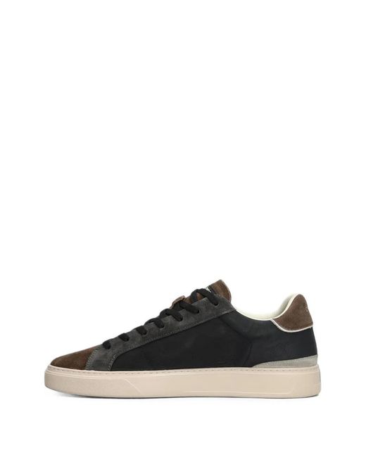 Crime London Black Suede-Panelled Leather Sneakers for men