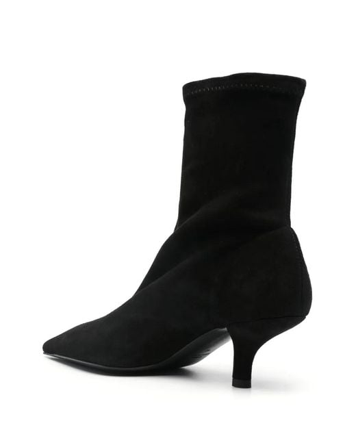 Totême Black Suede Heeled Sock Boot