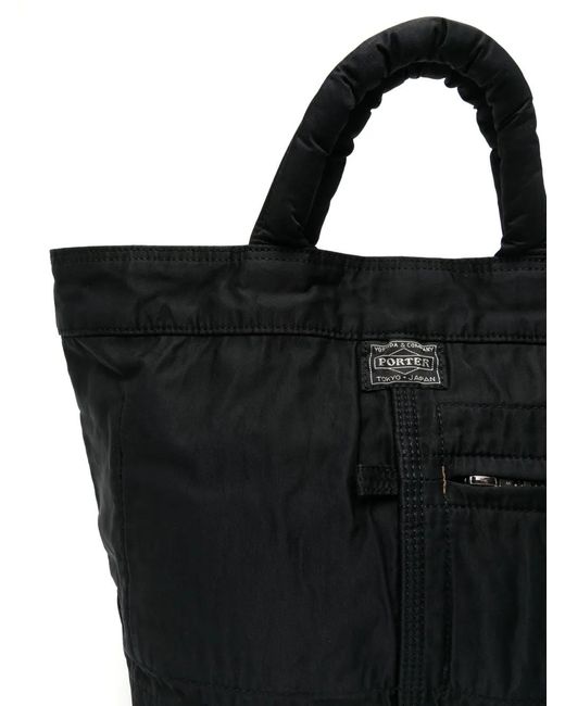 Porter-Yoshida and Co Black Press-Stud Tote Bag for men
