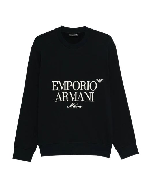 Emporio Armani Black Logo Cotton Sweatshirt for men