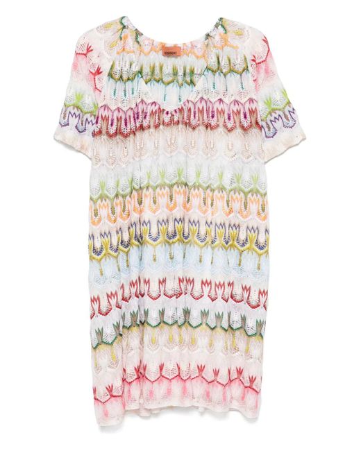 Missoni White Crochet-Knit Mini Dress