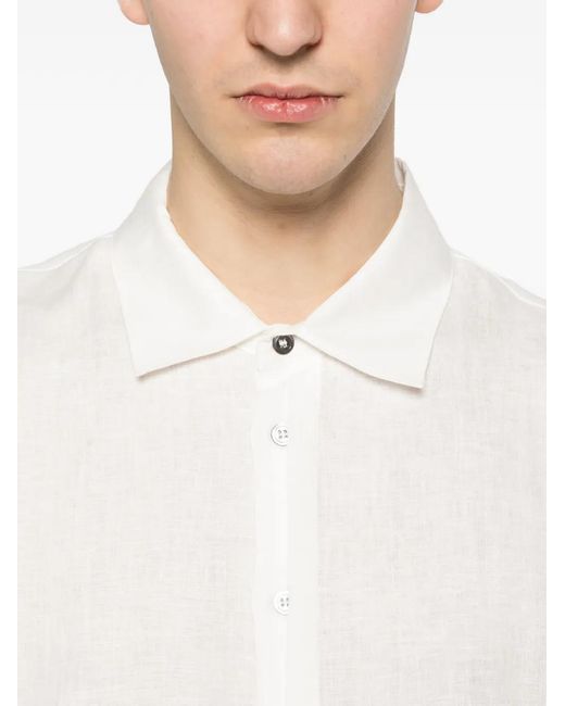 Alpha Studio White Buttoned Short-Sleeve Shirt for men