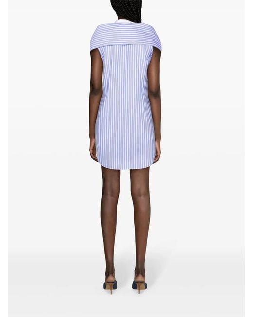 DSquared² Blue Knotted-Sleeves Striped Shirtdress