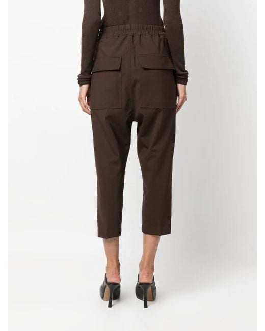 Rick Owens Brown Side-Stripe Cropped Trousers