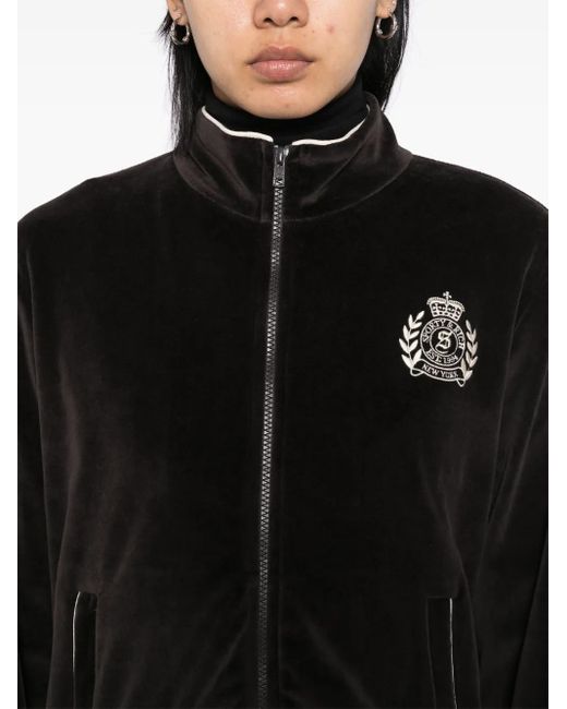 Sporty & Rich Ny Crest ベロア トラックジャケット Black
