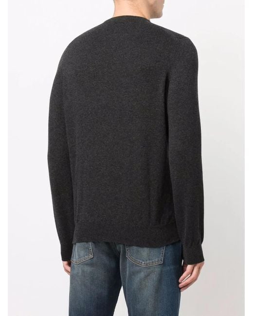 Fedeli Black Crew-Neck Cashmere Jumper for men