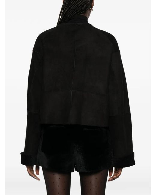 Nour Hammour Black Willow Buttoned Leather Jacket