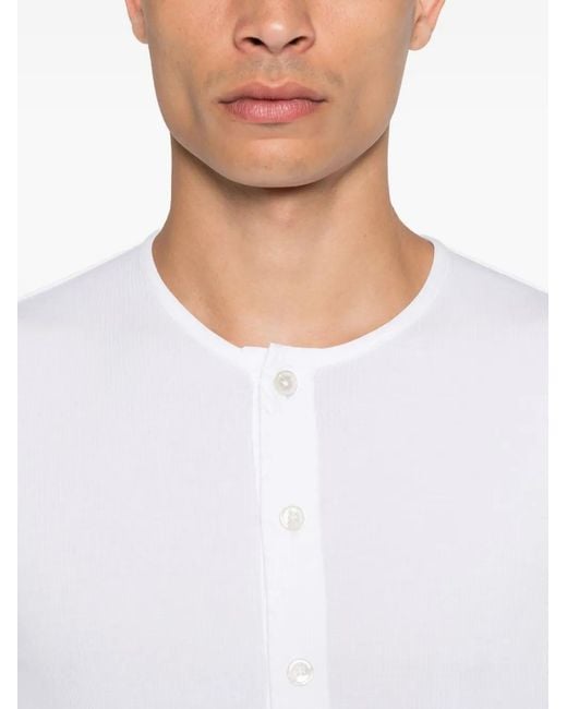 Tom Ford White Ribbed Henley T-Shirt for men