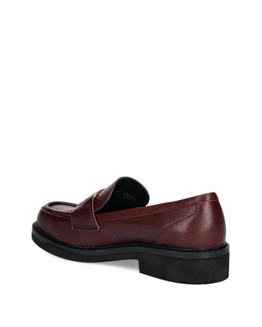 Guess Brown Logo-Plaque Leather Loafers