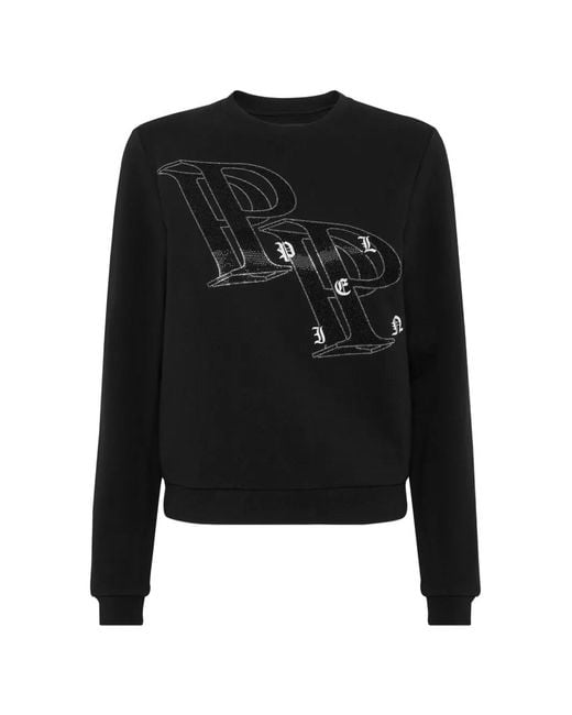 Philipp Plein Black Round-Neck Sweatshirt