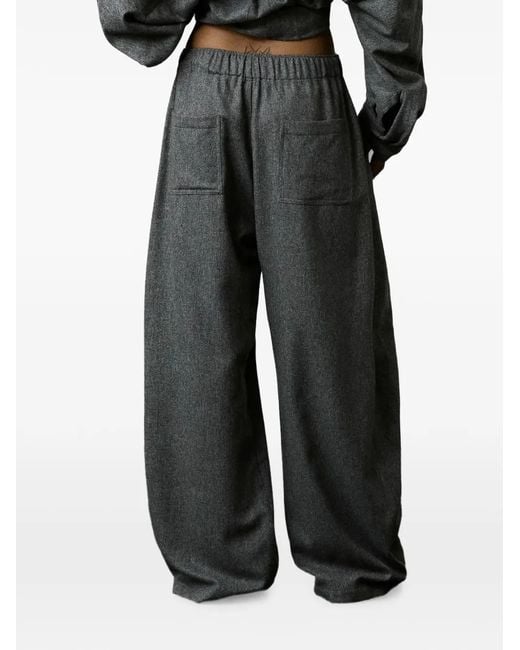 Thelatest Gray Dora Drawstring Elasticated-Waist Trousers