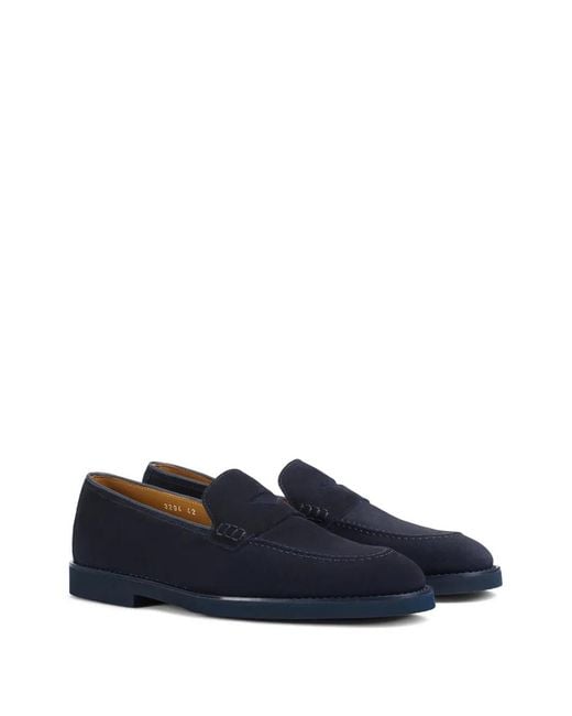 Doucal's Blue Suede Loafers for men