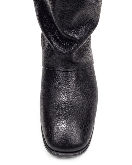 P.A.R.O.S.H. Black Grainy-Effect Slouch Boots