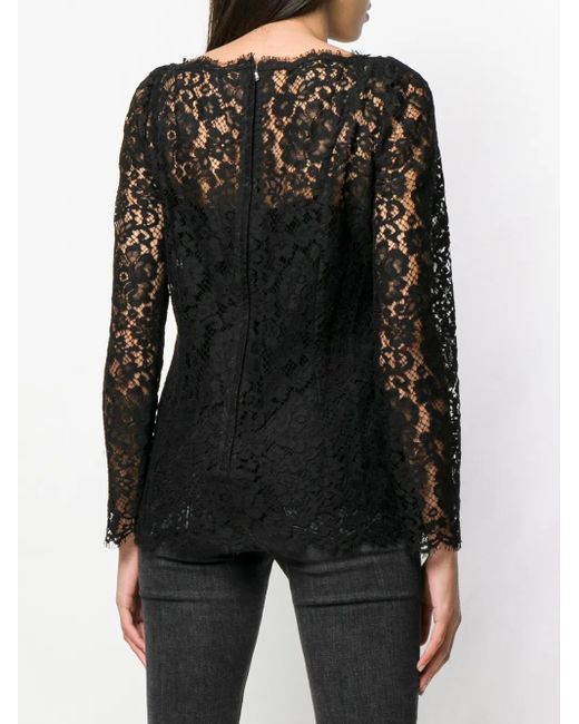 Dolce & Gabbana Black Cordonetto-Lace Long-Sleeve T-Shirt