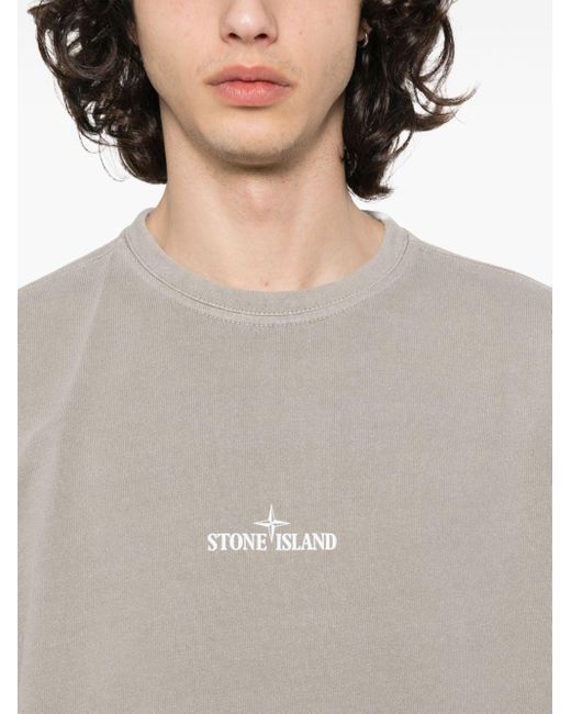 Stone Island White Logo-print T-shirt for men