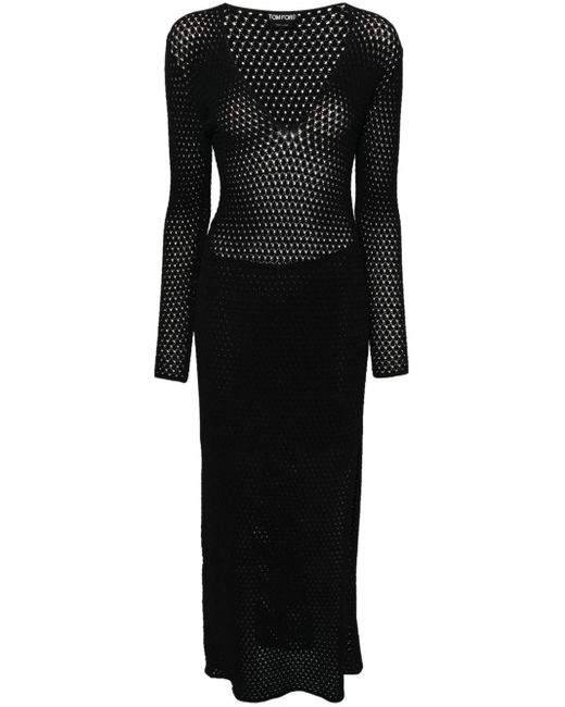 Tom Ford Black Open-knit Maxi Dress
